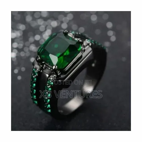 Delicate Male Diamond Emerald Ring