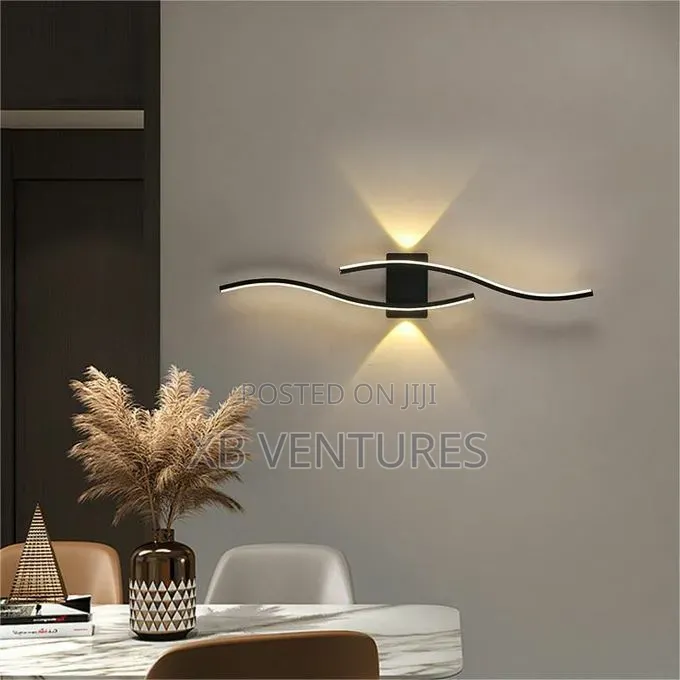 LED Wave Bedside Wall Lamp, Corridor Wall Lamp - 3-Color Dimmable