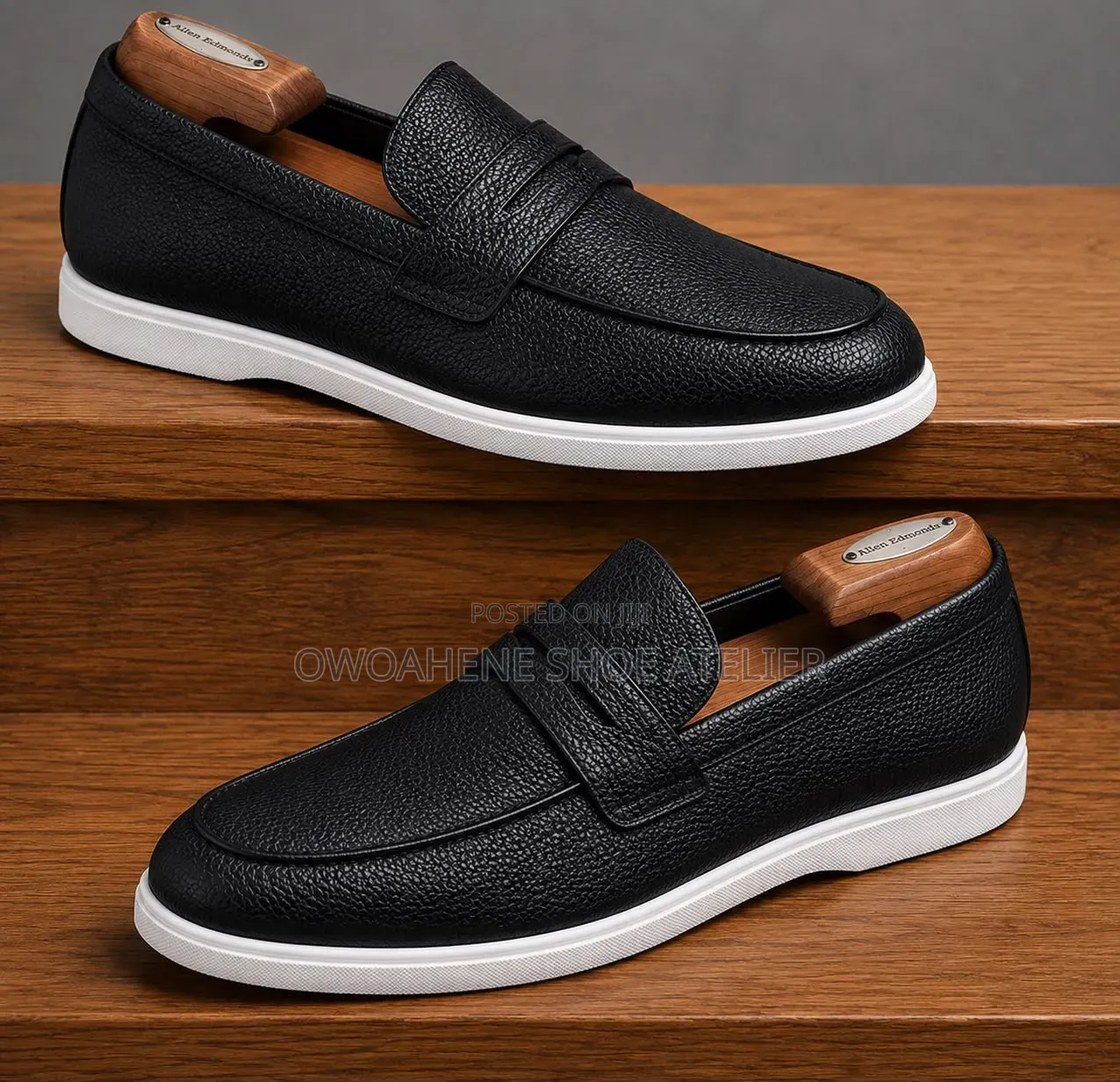 Black Pebble-Grain Leather Penny Loafer