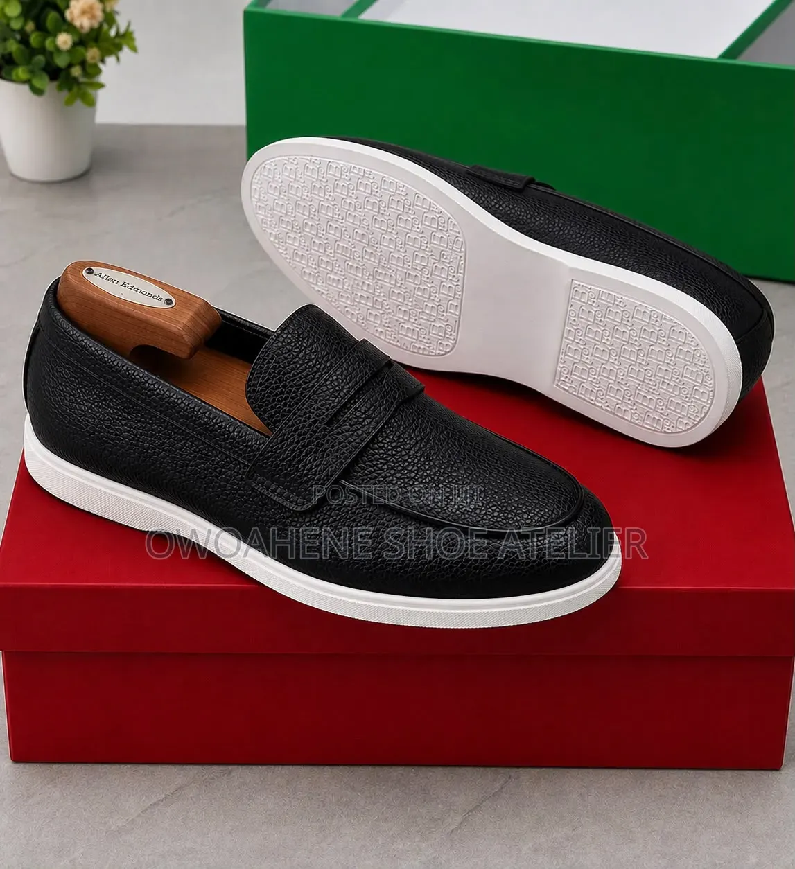 Black Pebble-Grain Leather Penny Loafer