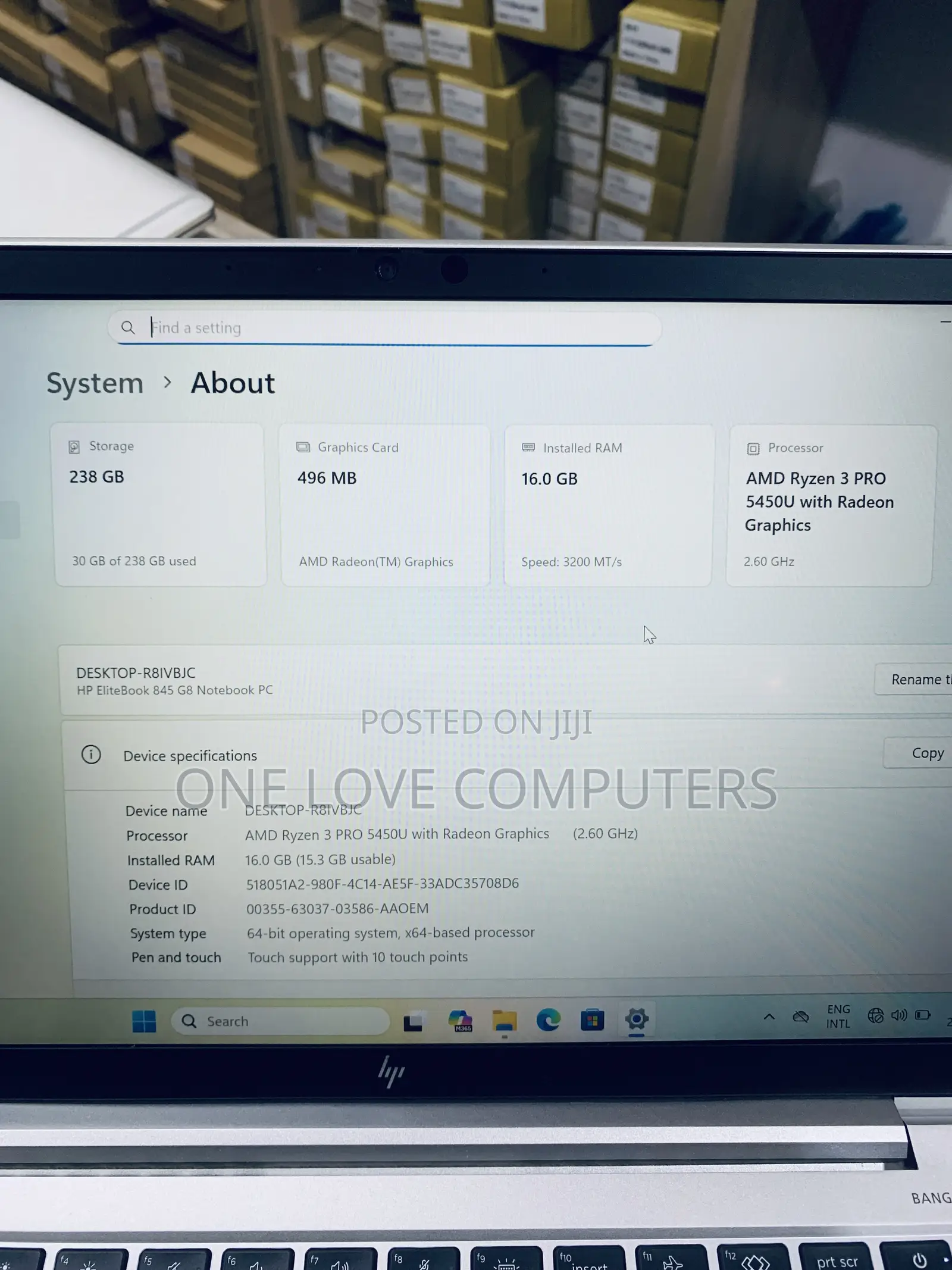 Laptop HP EliteBook 845 G8 16GB AMD Ryzen 5 SSD 256GB