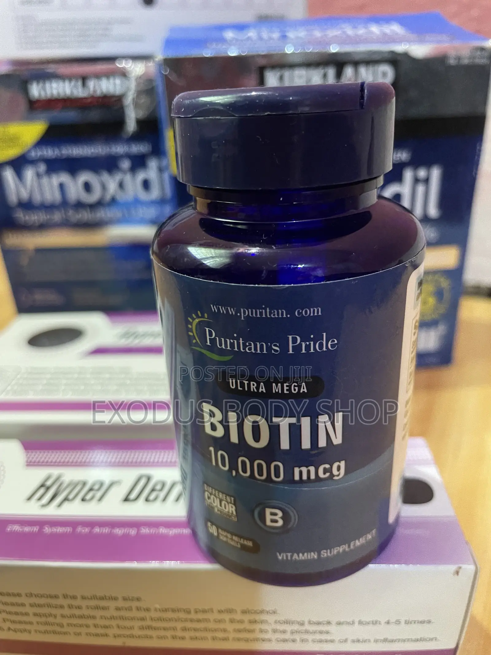 Kirkland Minoxidil, Derma Roller Biotin Hair Growth Kit