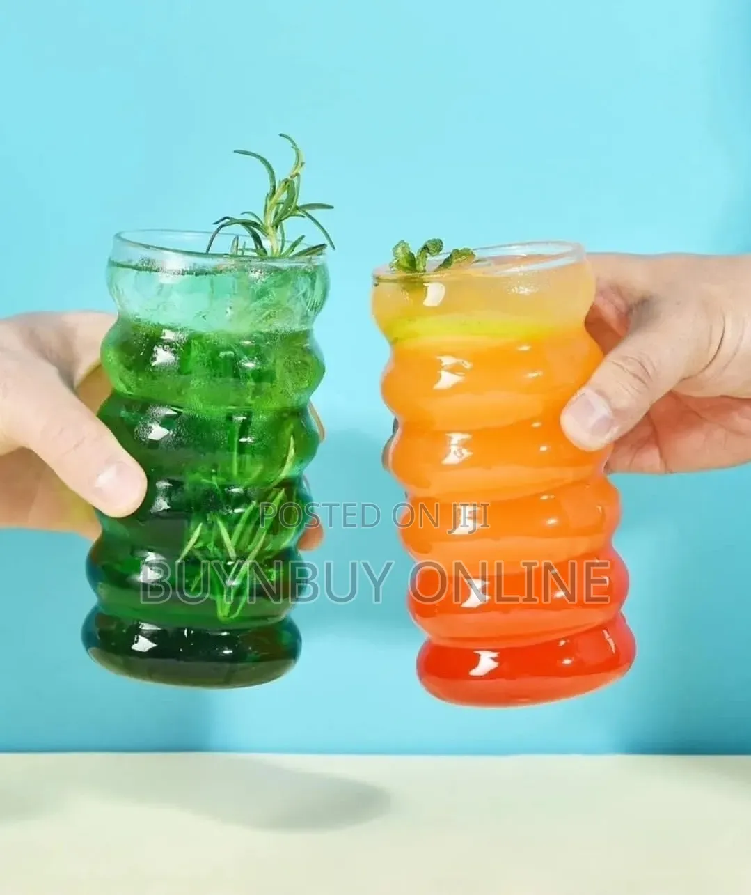 450ml Ribbed Glass Cup With Straw and Lid