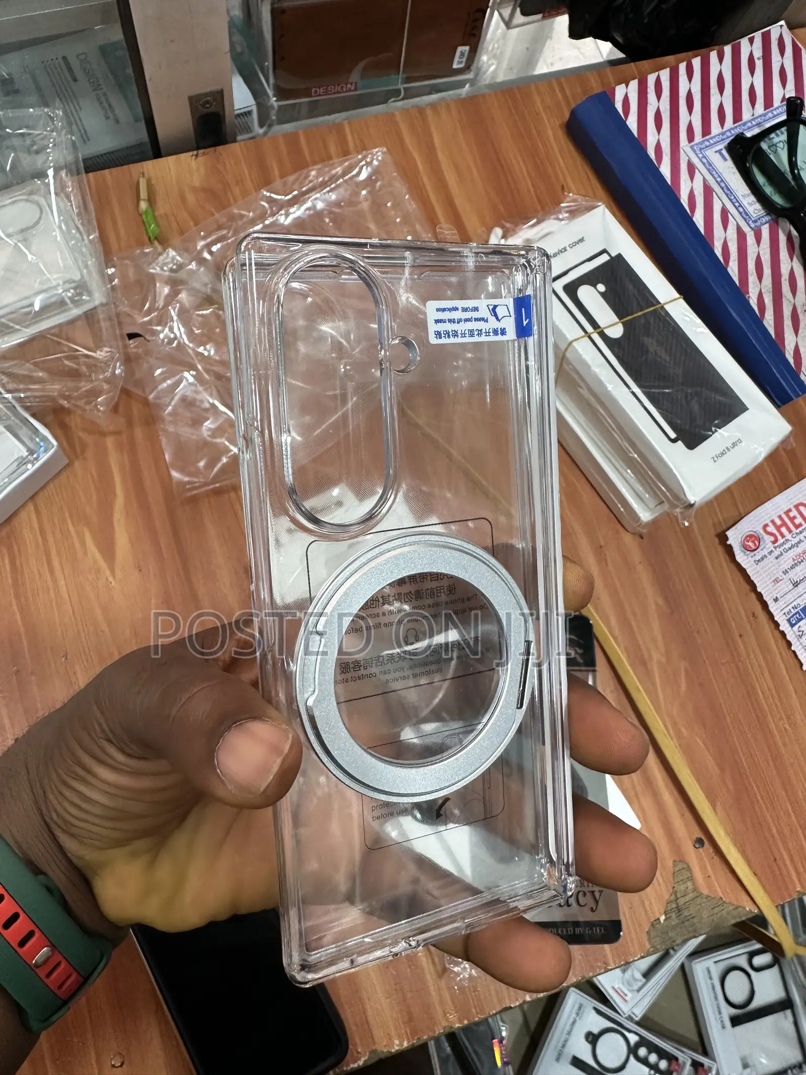 Z Fold8ultra Front Back Transparent Case With Magnetic Stand