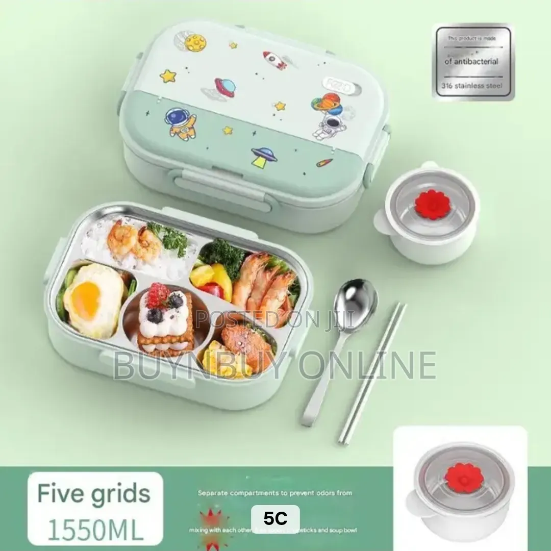 316 Food Grade Stainless Steel Bento Lunch Box With 5 Compartment