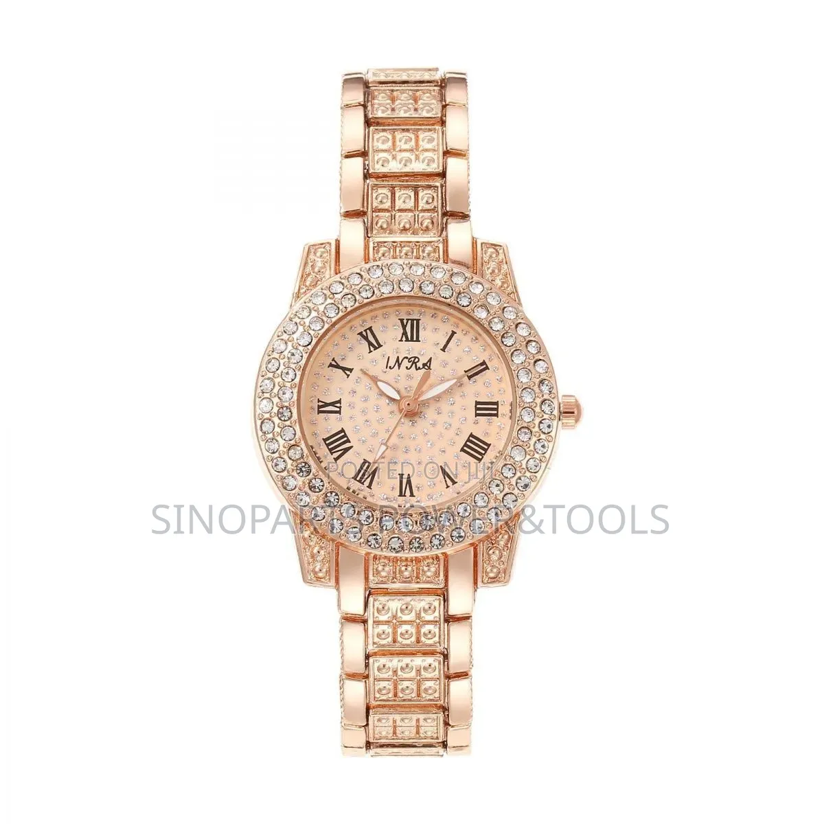 Rose Gold Women's Fashion Watch With Rhinestone Dial