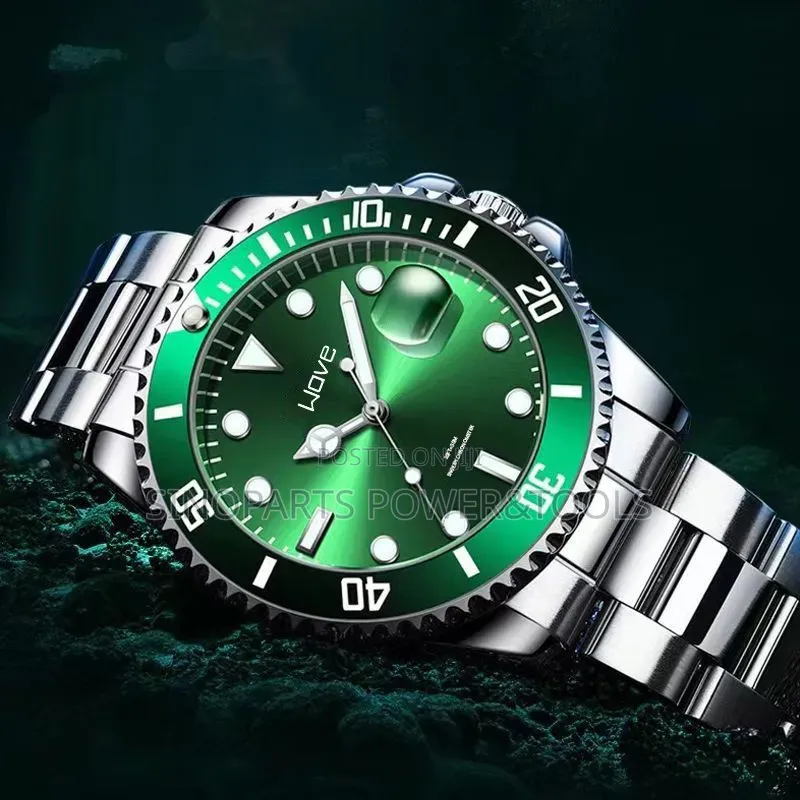 Wove Green Dial Luminous Men's Stainless Steel Watch