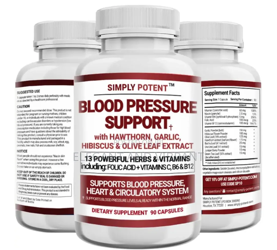 Blood Pressure Support for Men Women,Hawthorn,Hibiscus,Garlic,Olives
