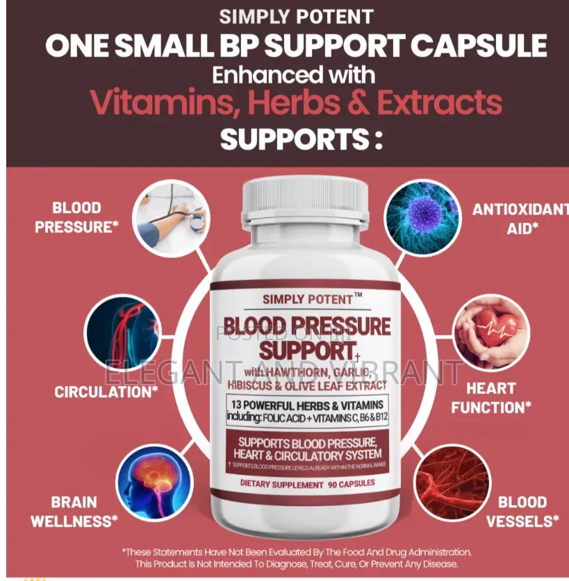 Blood Pressure Support for Men Women,Hawthorn,Hibiscus,Garlic,Olives