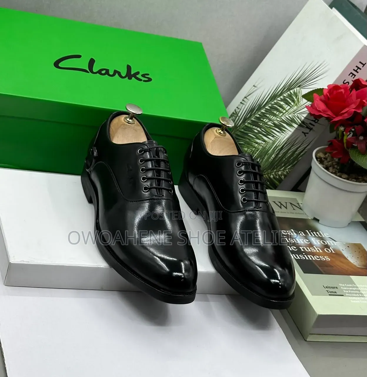 Clarks Black Patent Leather Oxford Shoes