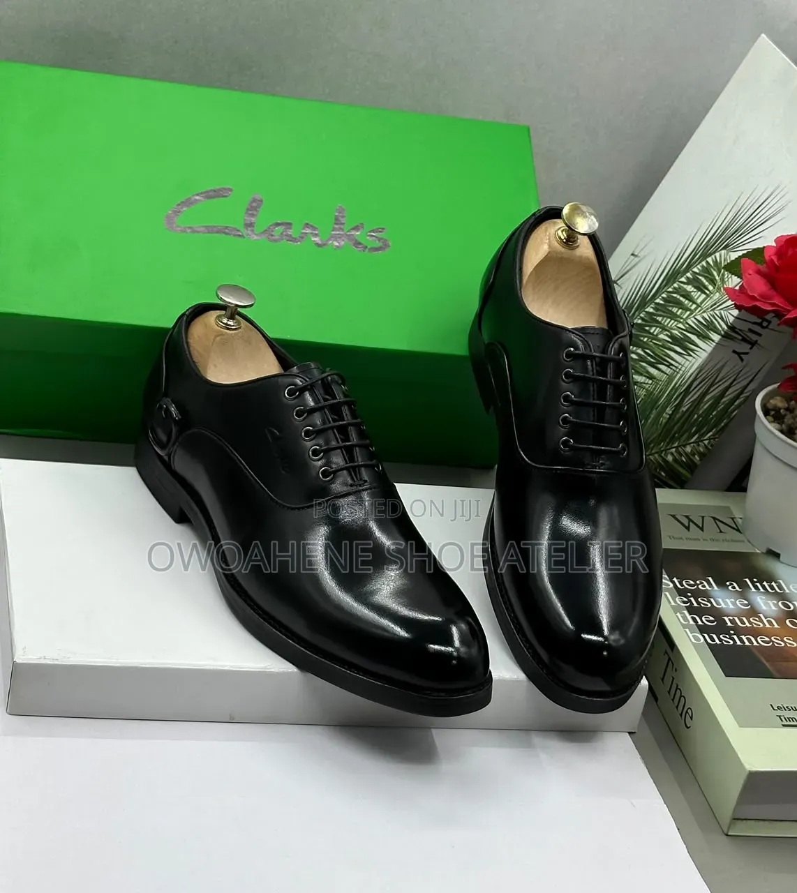 Clarks Black Patent Leather Oxford Shoes