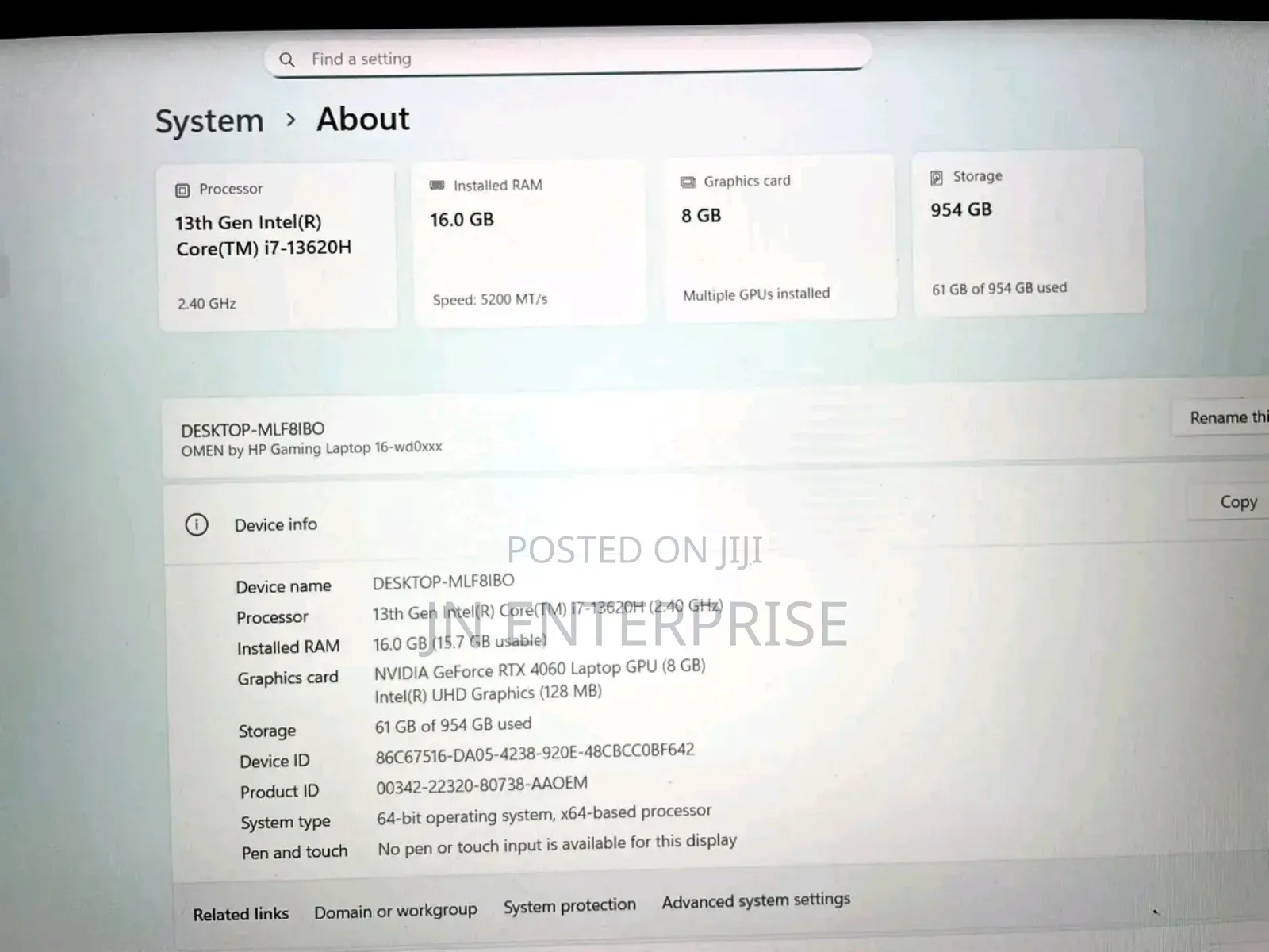 New Laptop HP Omen 16 16GB Intel Core i7 SSD 1T