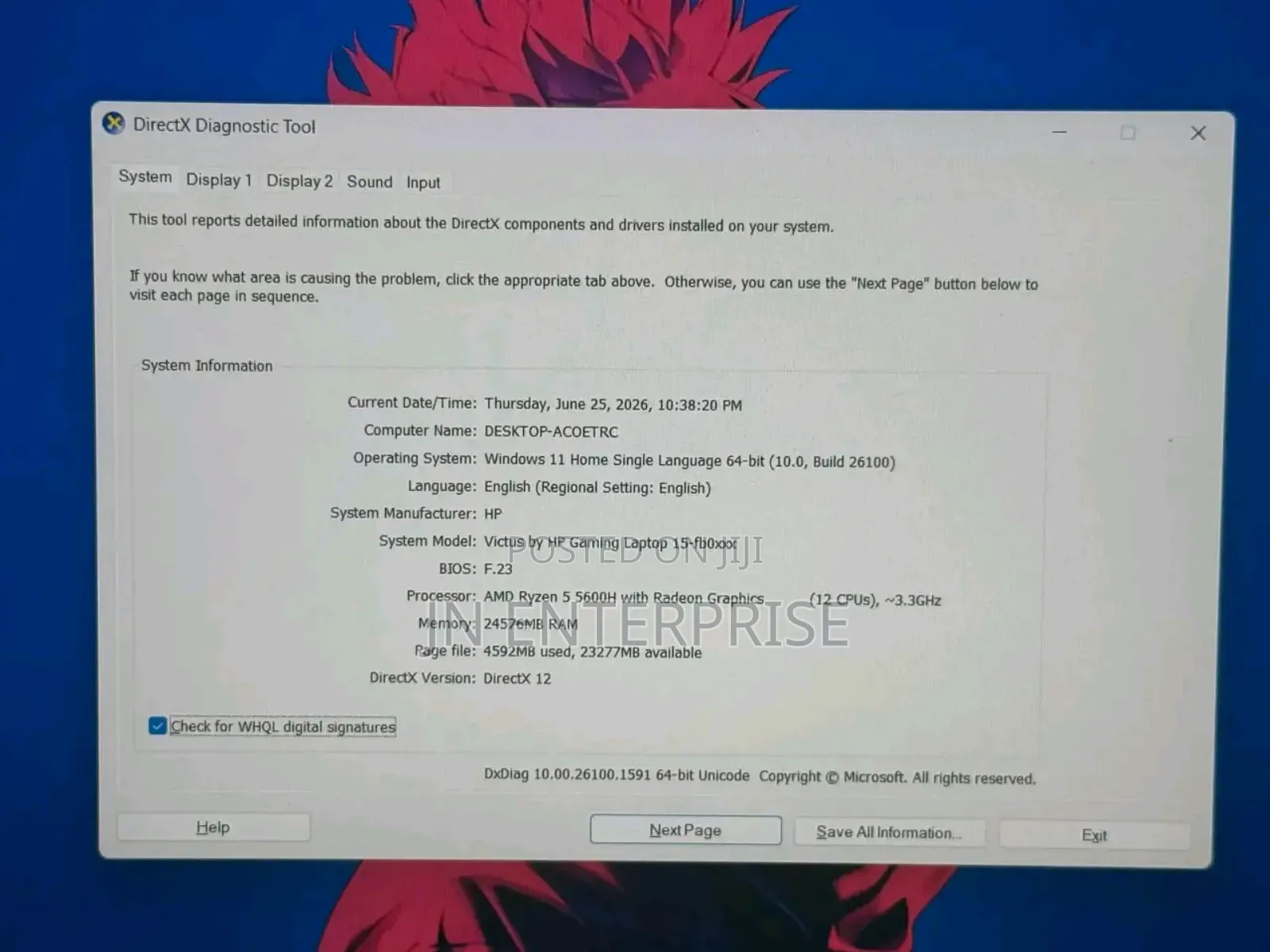 New Laptop HP Victus 15 24GB AMD Ryzen 5 SSD 1T