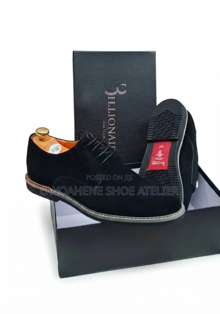 Men's Black Suede Derby Shoes