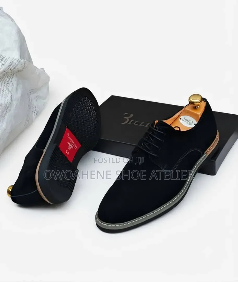 Men's Black Suede Derby Shoes
