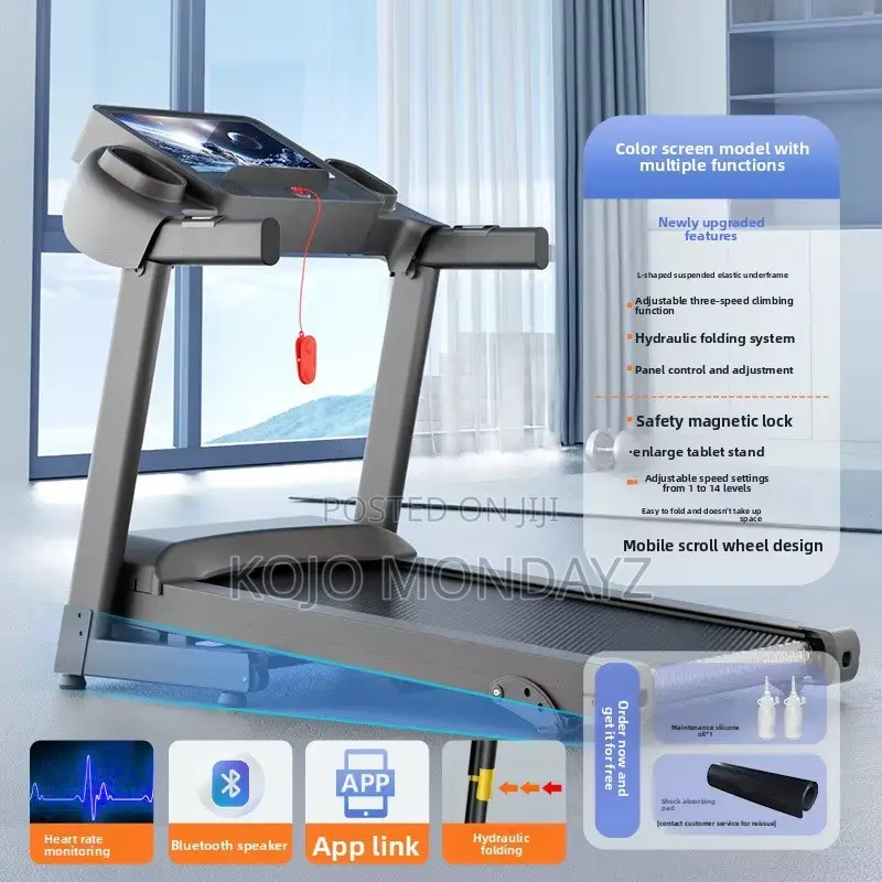 Portable Foldable Electric Treadmill Home Use Wireless Heart Rate