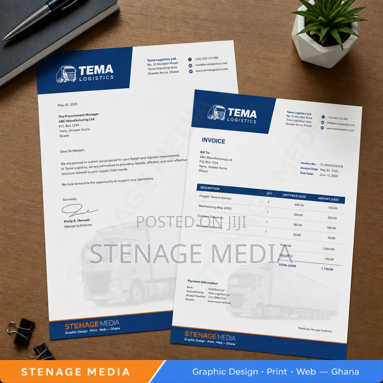 Letterhead, Invoice Receipt Design | Company Stationery