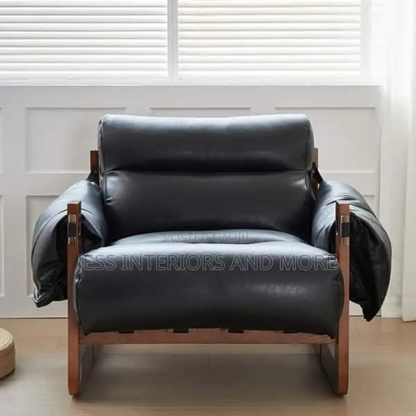 Accent Chair Black Leather