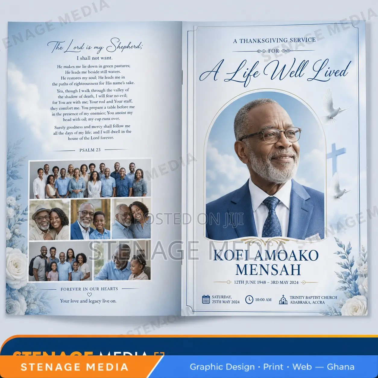 Funeral Poster, Brochure Tribute Design in Ghana