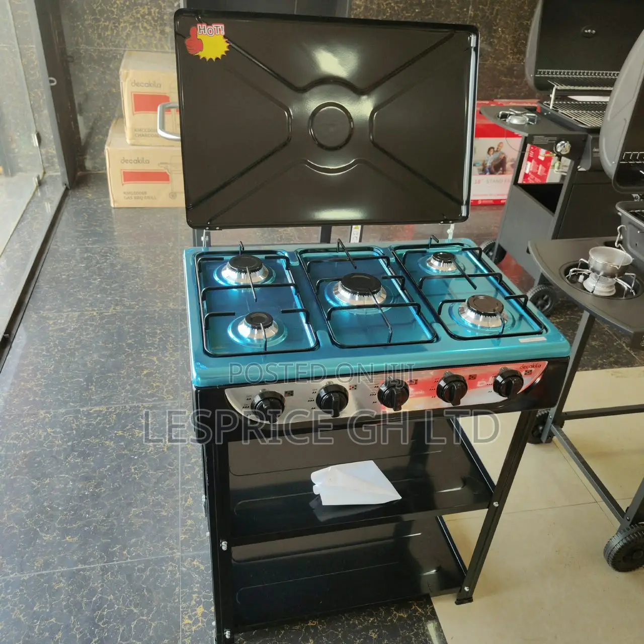 Decakila Five Burner Gas Stove With Shelf
