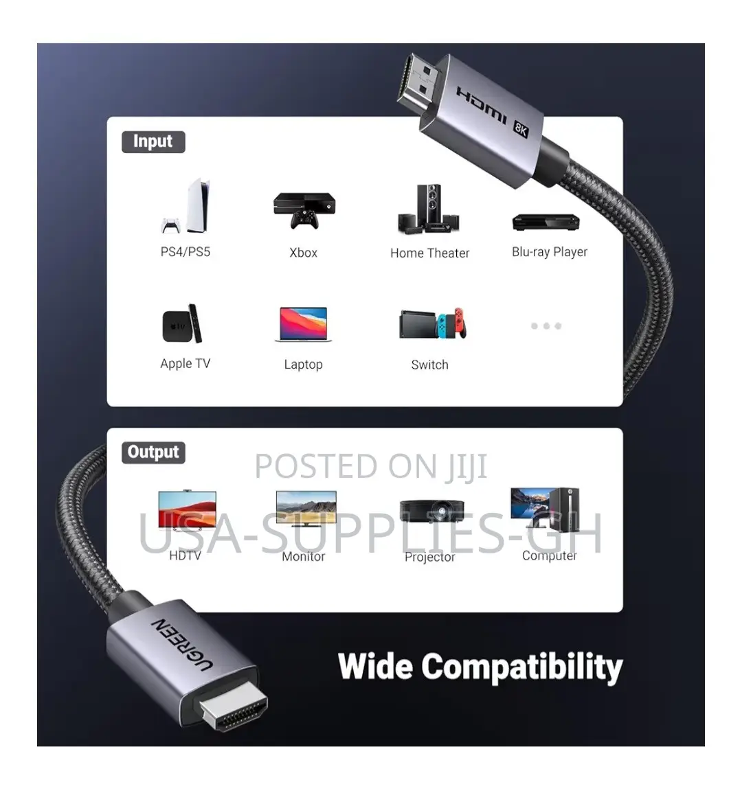 UGREEN Ultra High Speed HDMI to HDMI Cable 6.6ft From USA