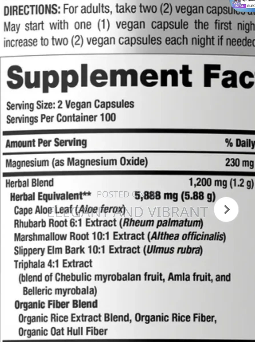 Magnesium 230mg With Aloe, Slippery Elm,Marshmallow,Amla Etc,200Caps