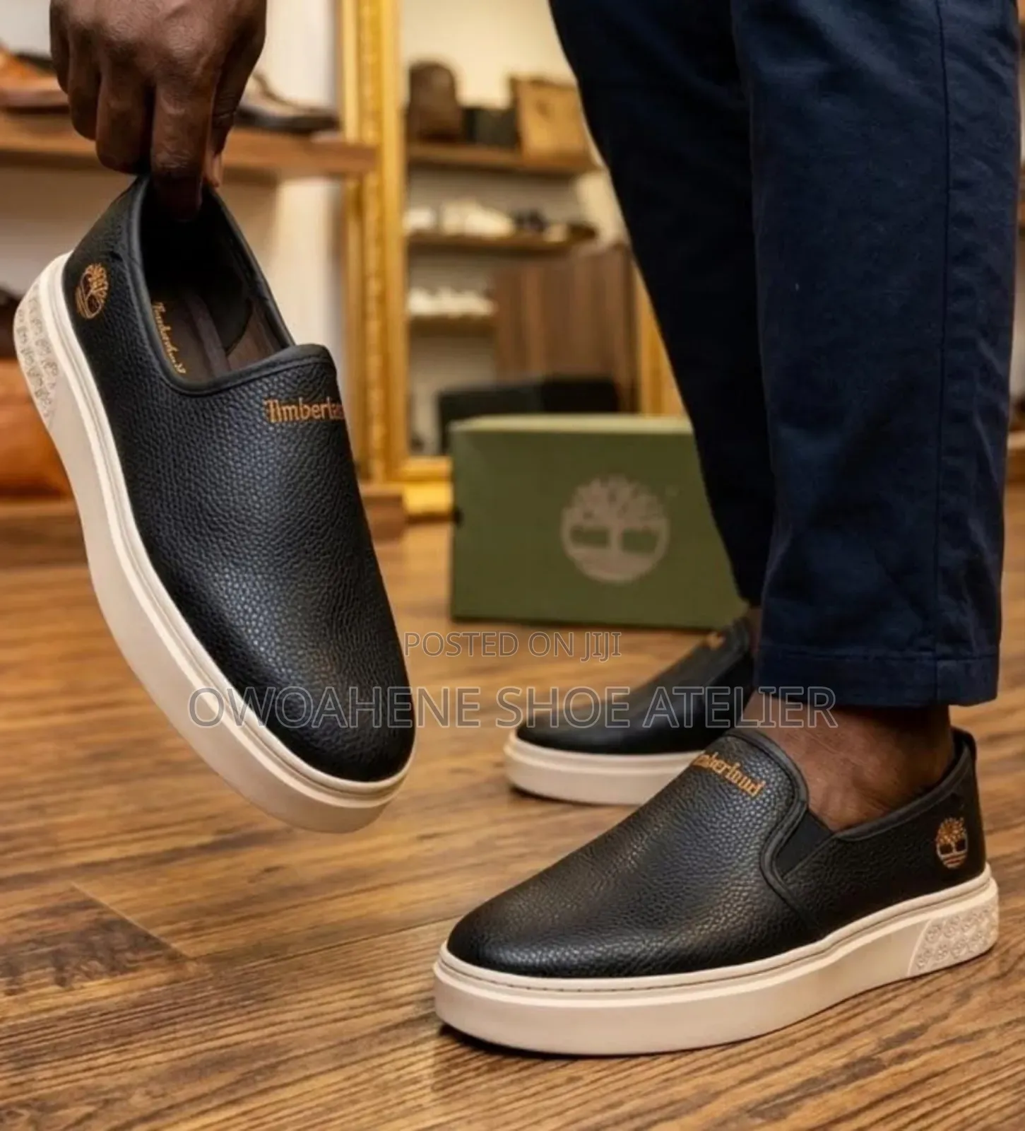 Timberland Men's Leather Slip-on Sneakers in Black or Blue