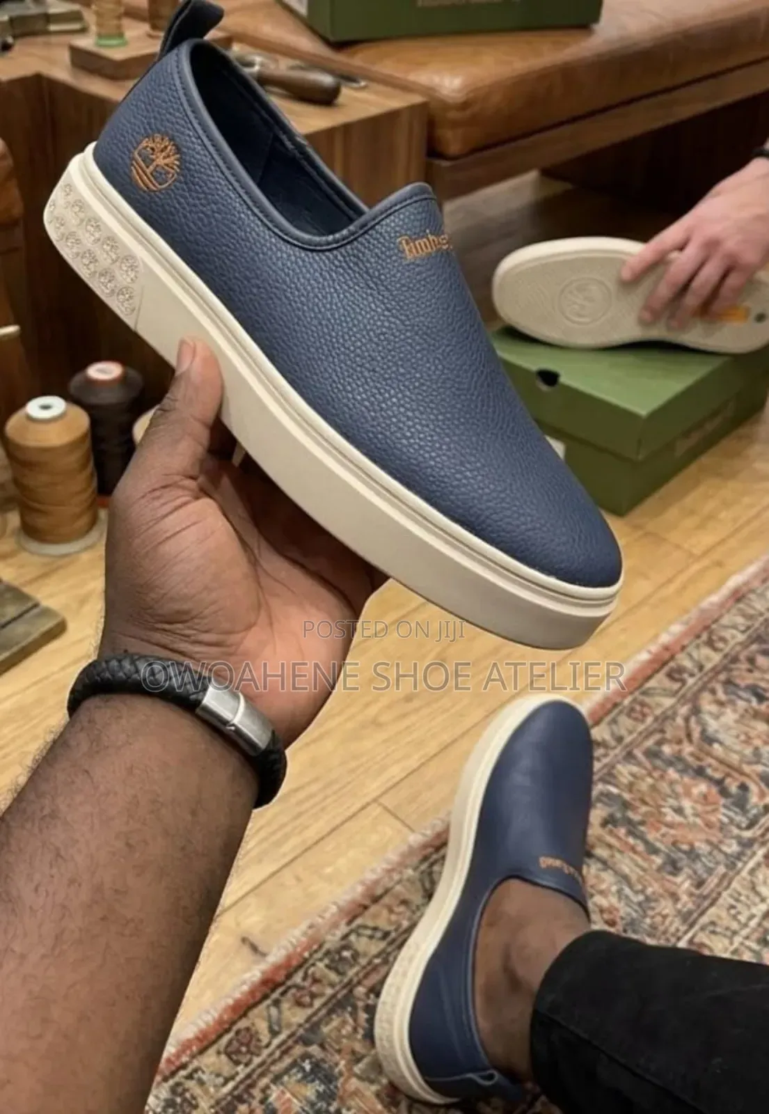 Timberland Men's Leather Slip-on Sneakers in Black or Blue