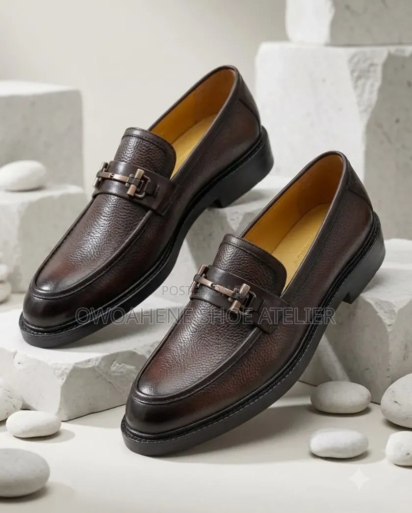 Derimod Men's Brown Buckle Leather Loafers