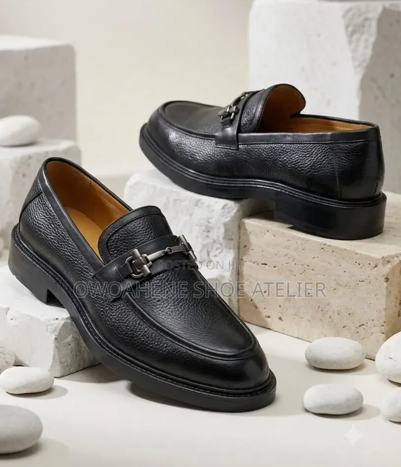 Black Leather Horsebit Loafer