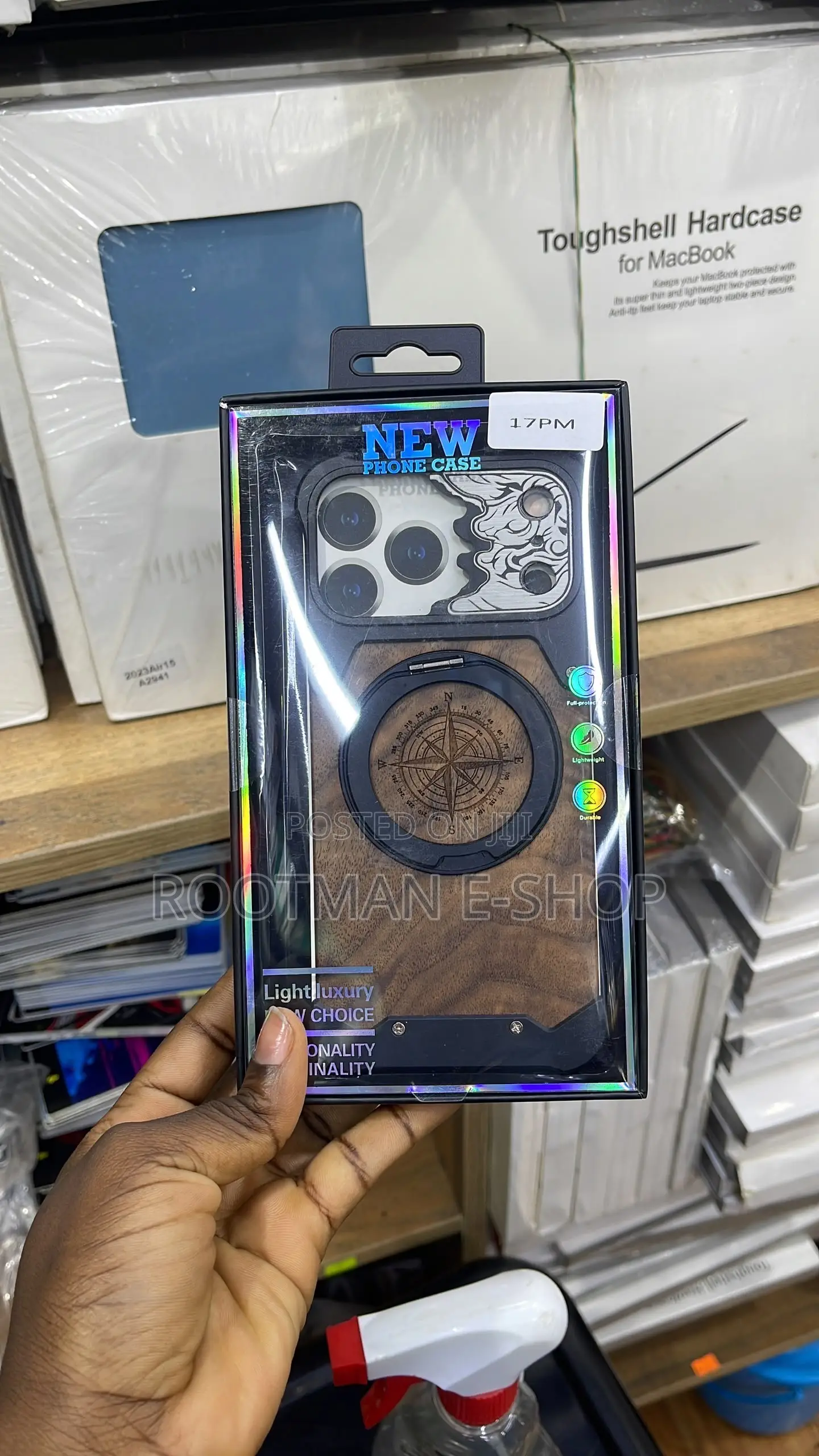 iPhone 17 Pro Max Horse-Face Walnut 360 Holder Magnetic Phone Case