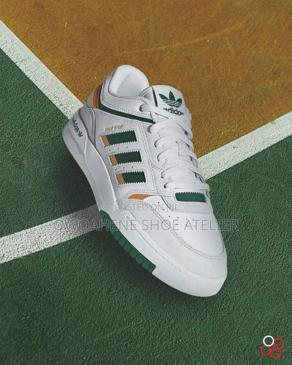 Adidas Drop Step Low "White Green Yellow" (Style Code: HP2229).