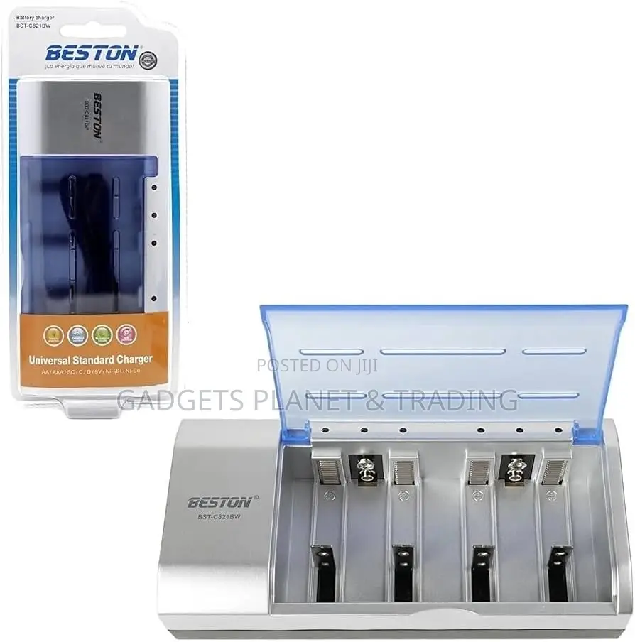 Beston AA-AAA-C-D-9V-SC Universal All Sizes Battery Charger BST-C821BW