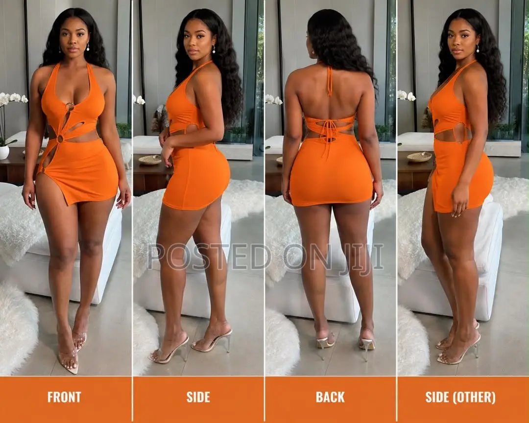Bold Orange Cut-Out Bodycon Mini Dress