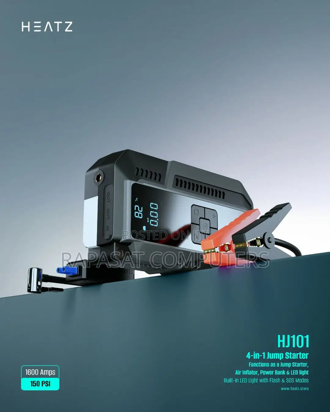 HEATZ HJ101 4 In1 Jump Starter 1600A Built in Air Inflator
