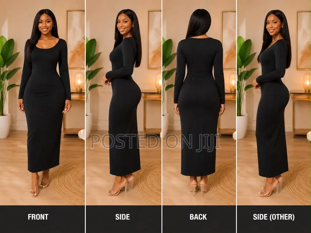 Elegant Black Bodycon Maxi Dress