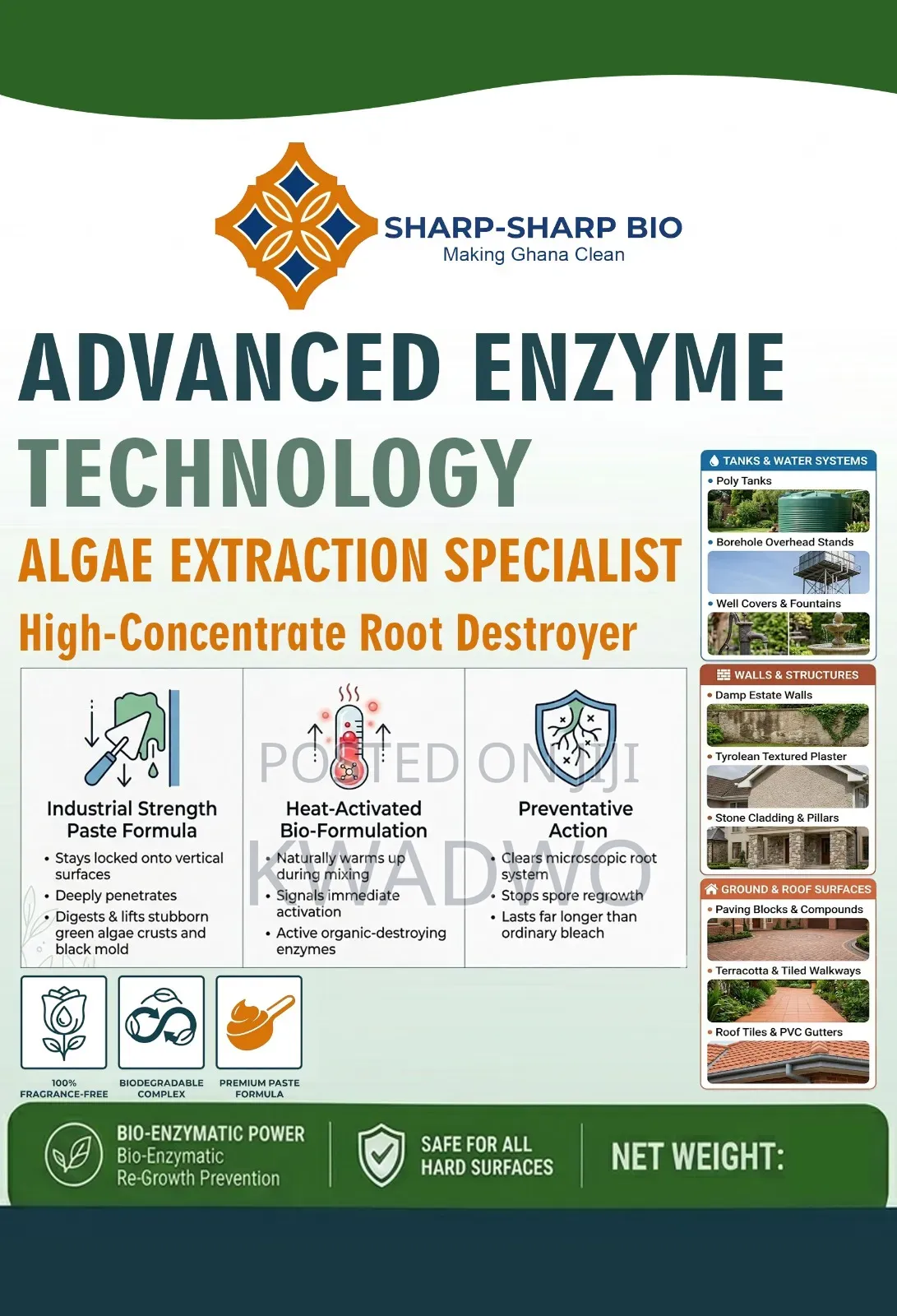 Pavement Cleaner for Green and Dark Stains on Pavement, Sidewalks.