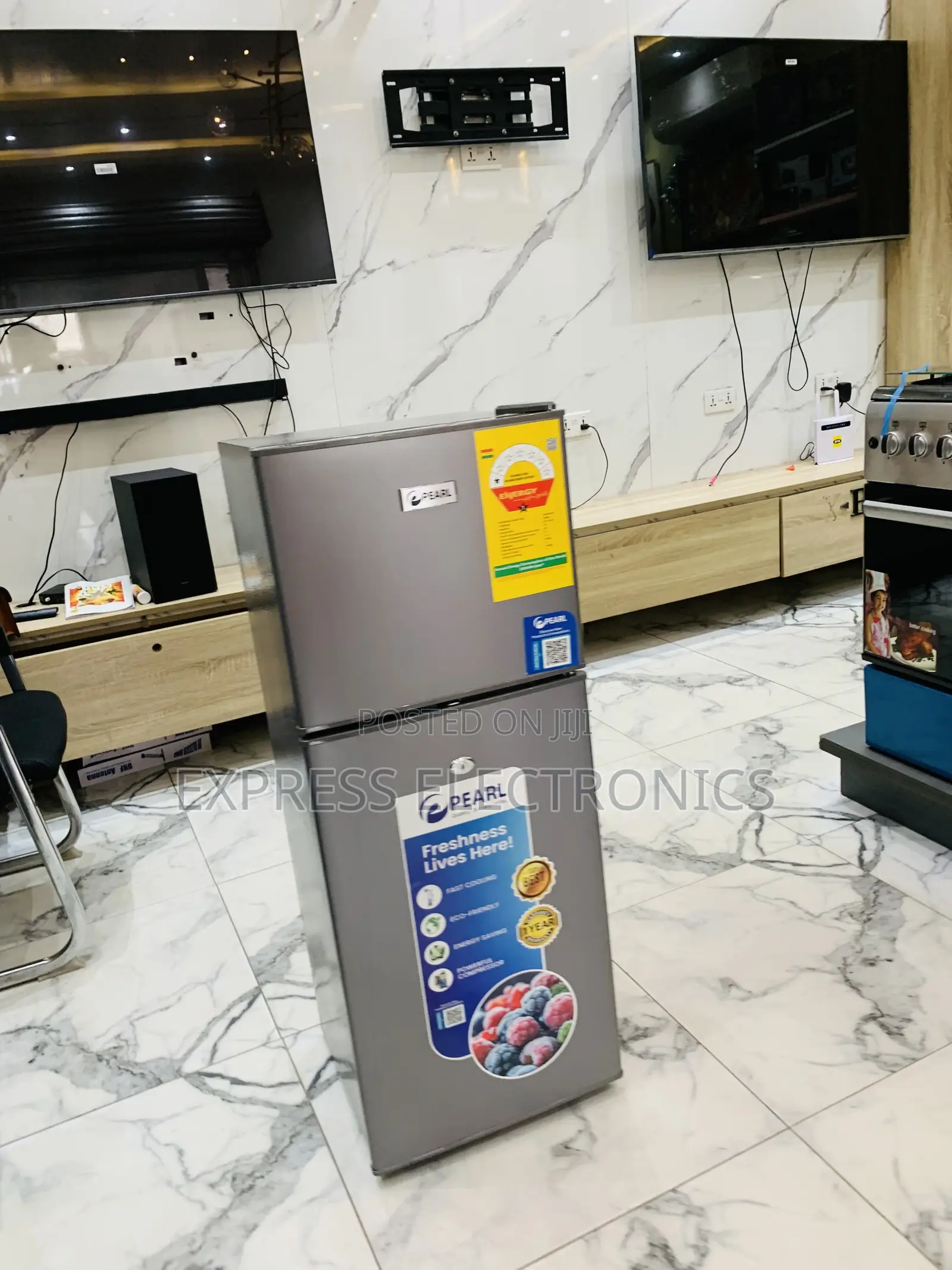 Lovely New Pearl PF-216TBG-5E 136L Double-Door Top-Freezer Refrigerato