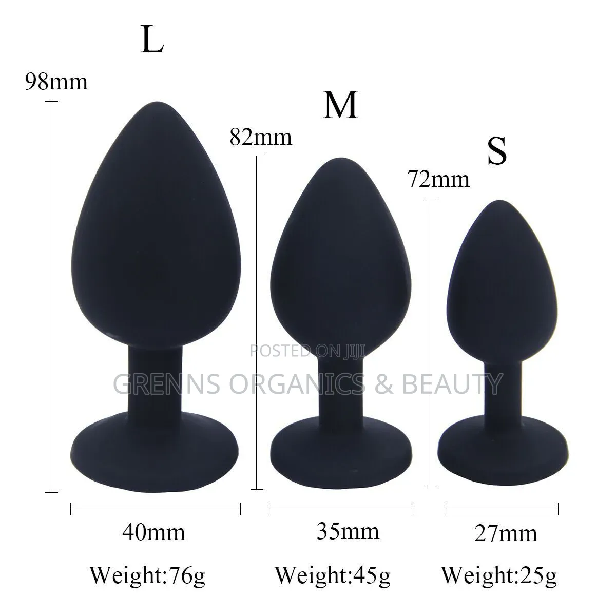 Silicone Anal Butt Plug 3 Sizes S M L Beginner Sex Toy Black
