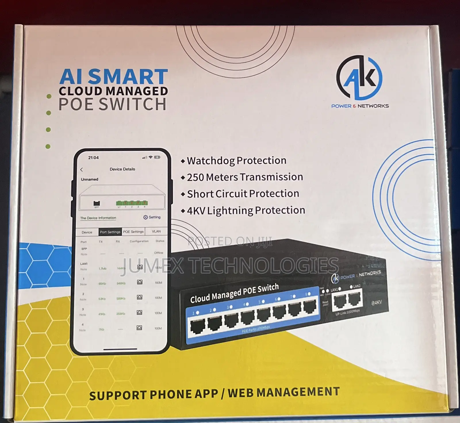 8port Ai Smart Poe Switch Cloud Managed Ak Power Network