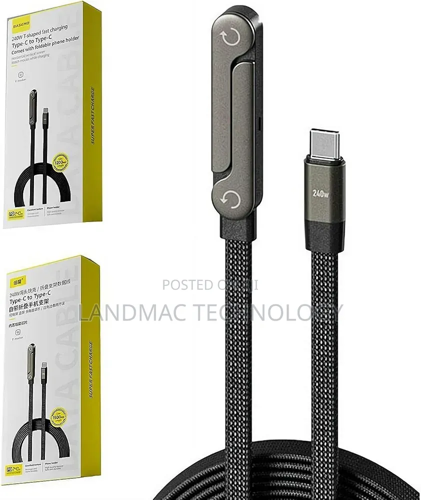 Type C 240W Cable, Foldable Mobile Phone Holder Data Cable