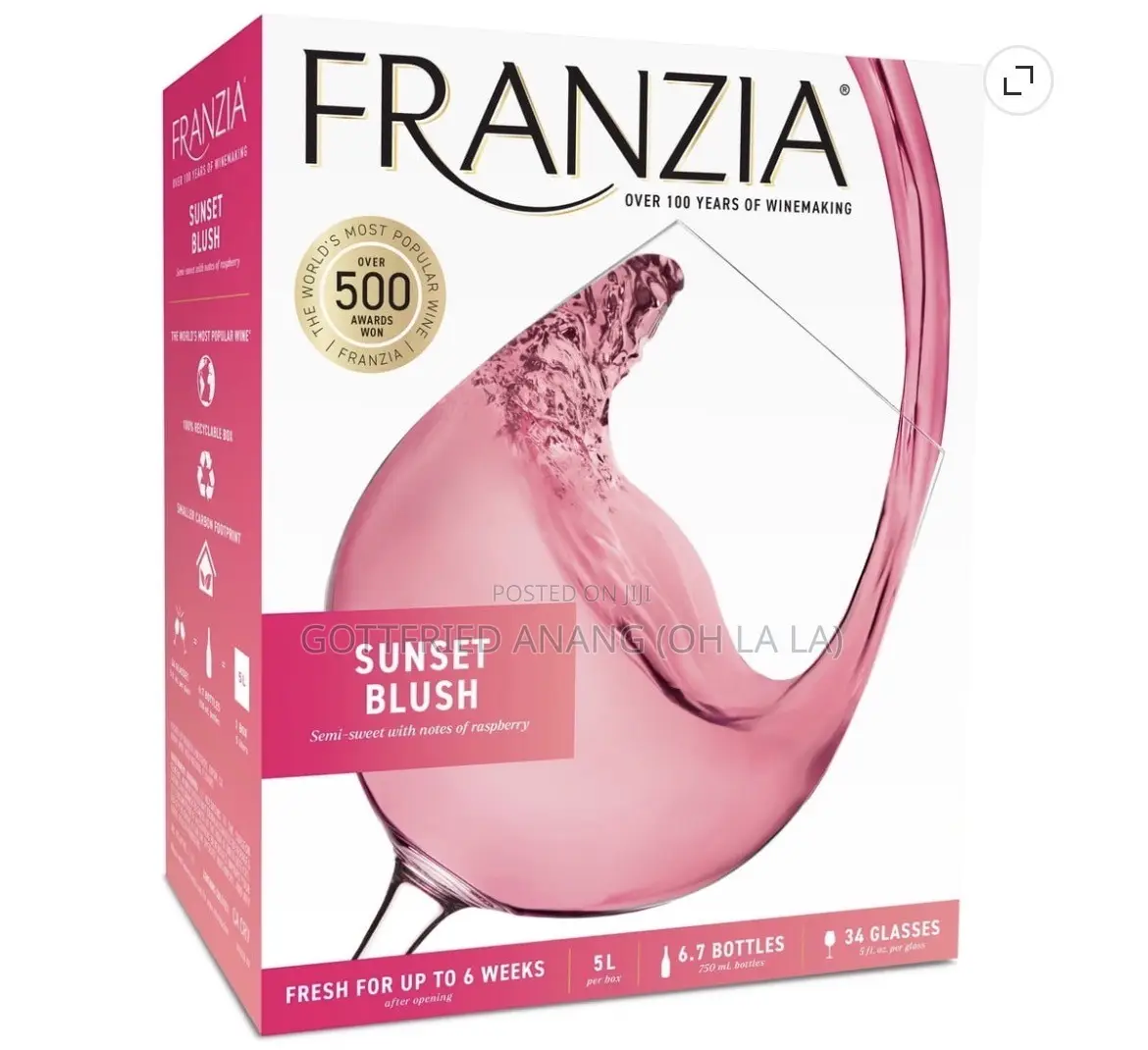 Franzia Sunset Blush Rose Wine, 5 L Bag in Box, 9.0% ABV