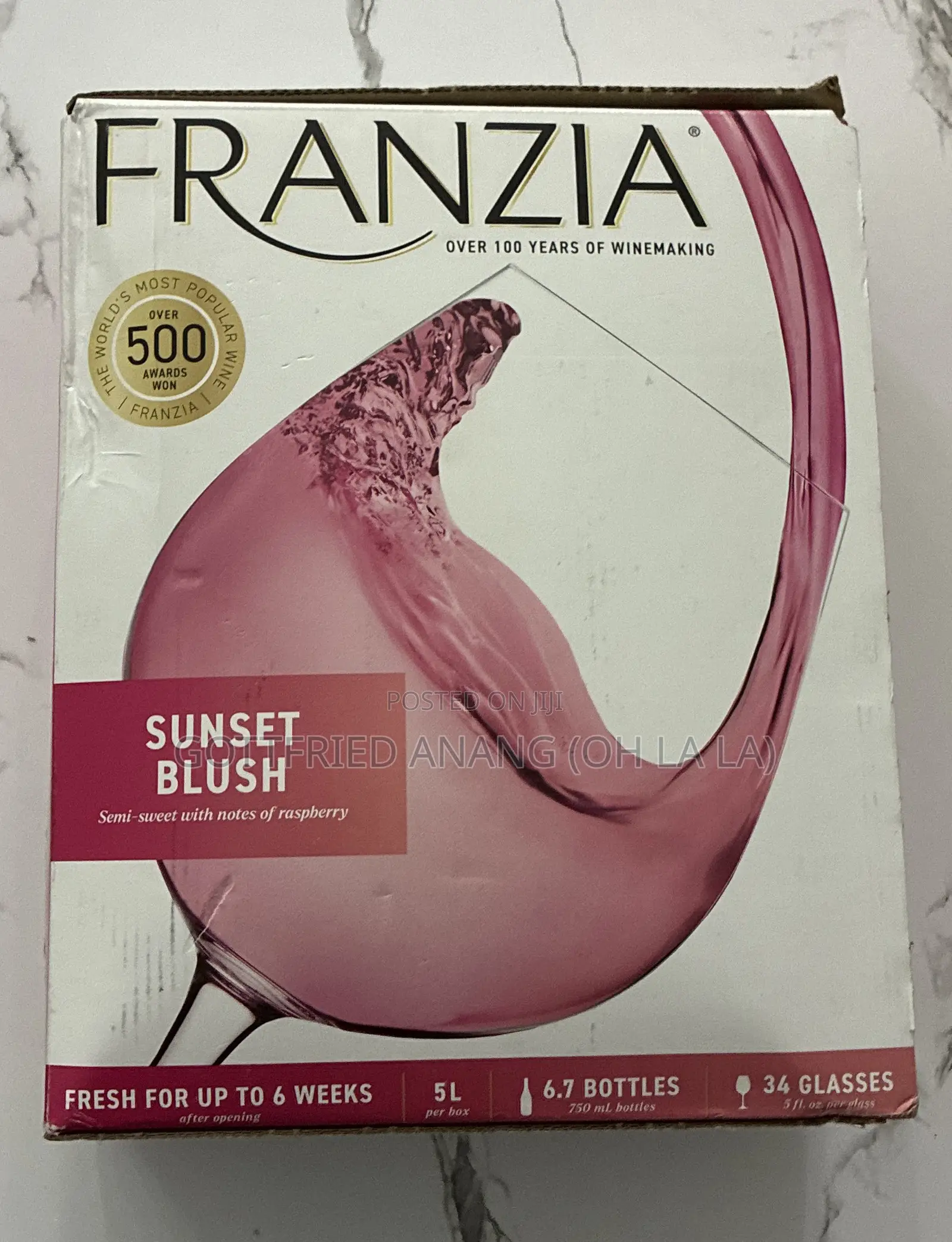 Franzia Sunset Blush Rose Wine, 5 L Bag in Box, 9.0% ABV