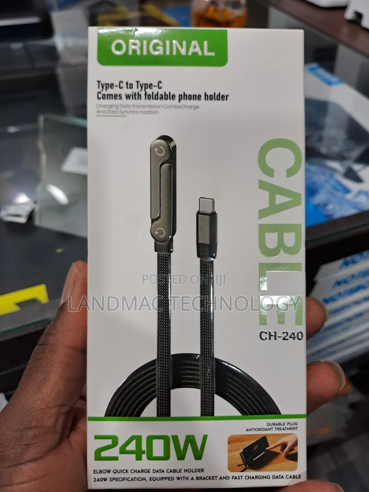 Type C 240W Cable, Foldable Mobile Phone Holder Data Cable