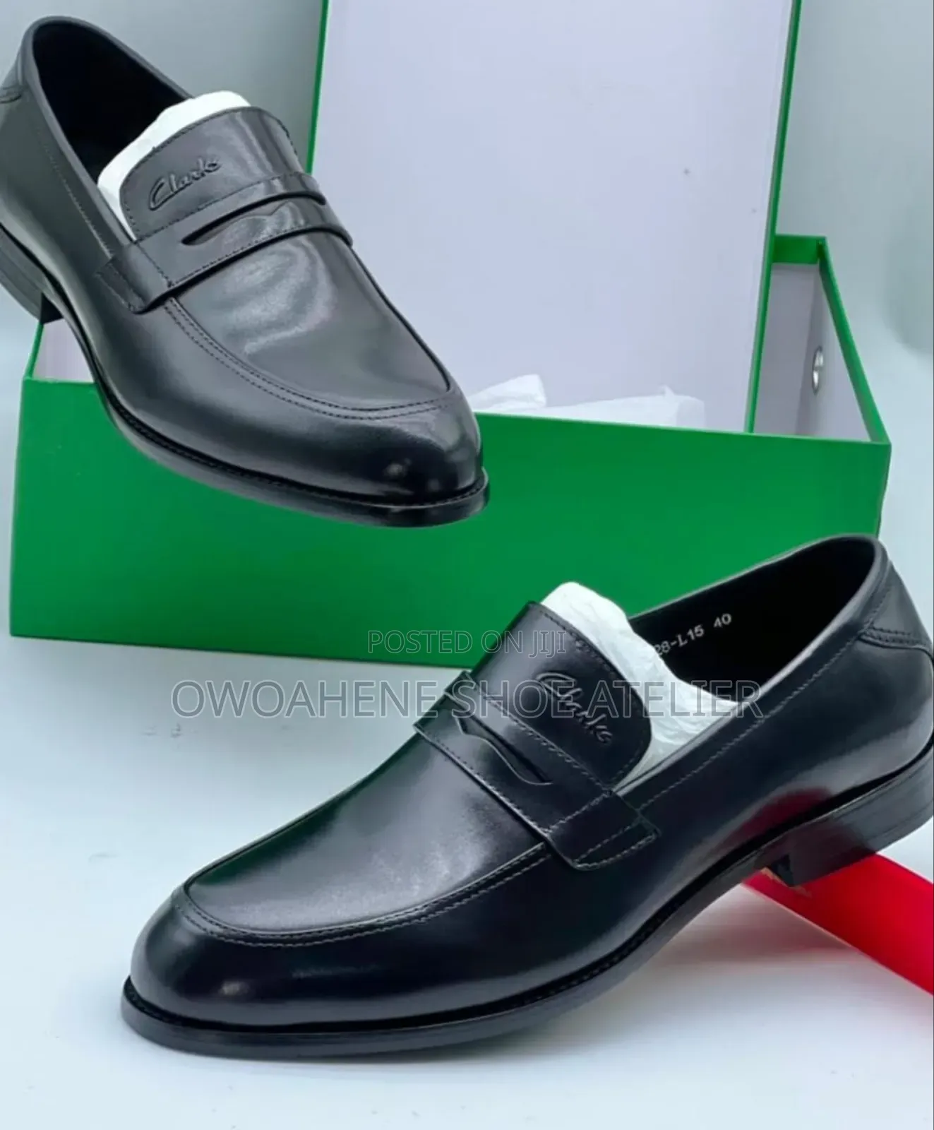 Clarks Men's Black Leather Penny Loafers
