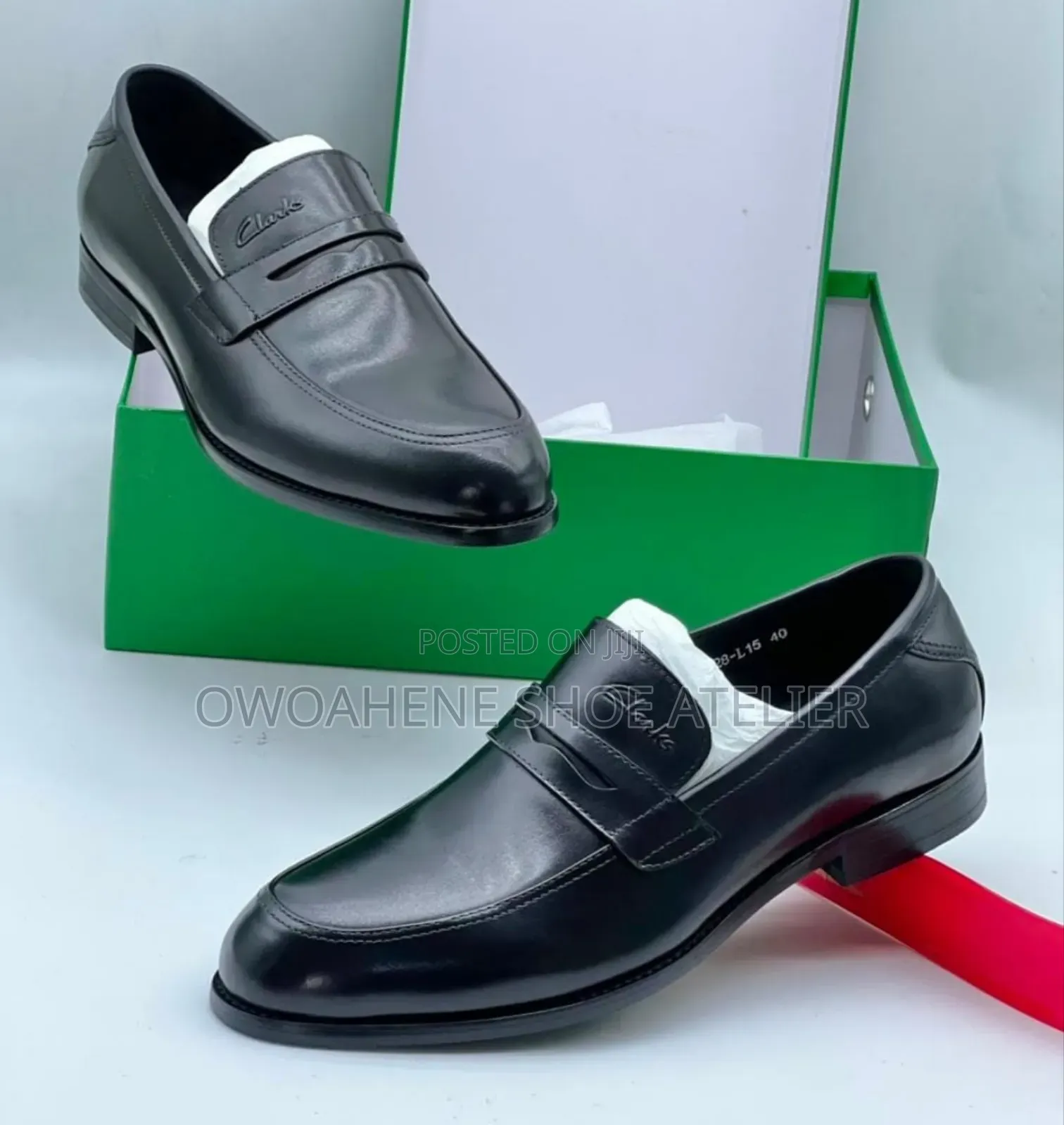 Clarks Men's Black Leather Penny Loafers