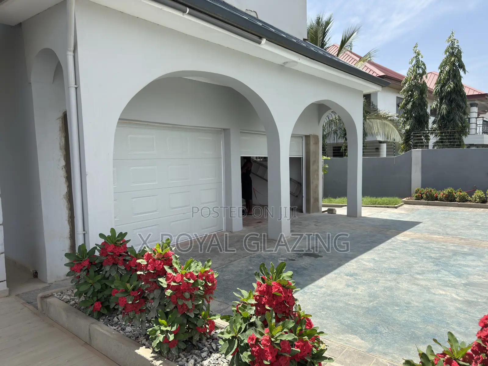 Double Face Remote Control White Garage Door Well Installed