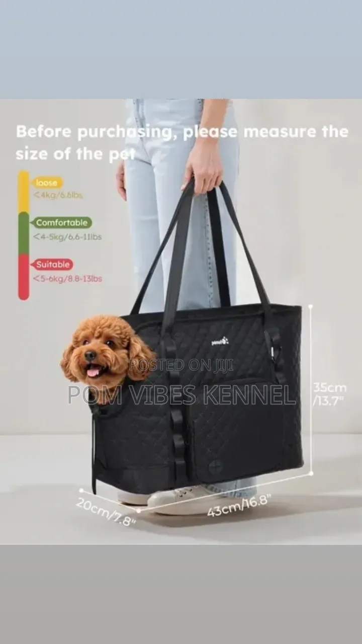 Pecute Quilted Black Pet Carrier Tote Bag
