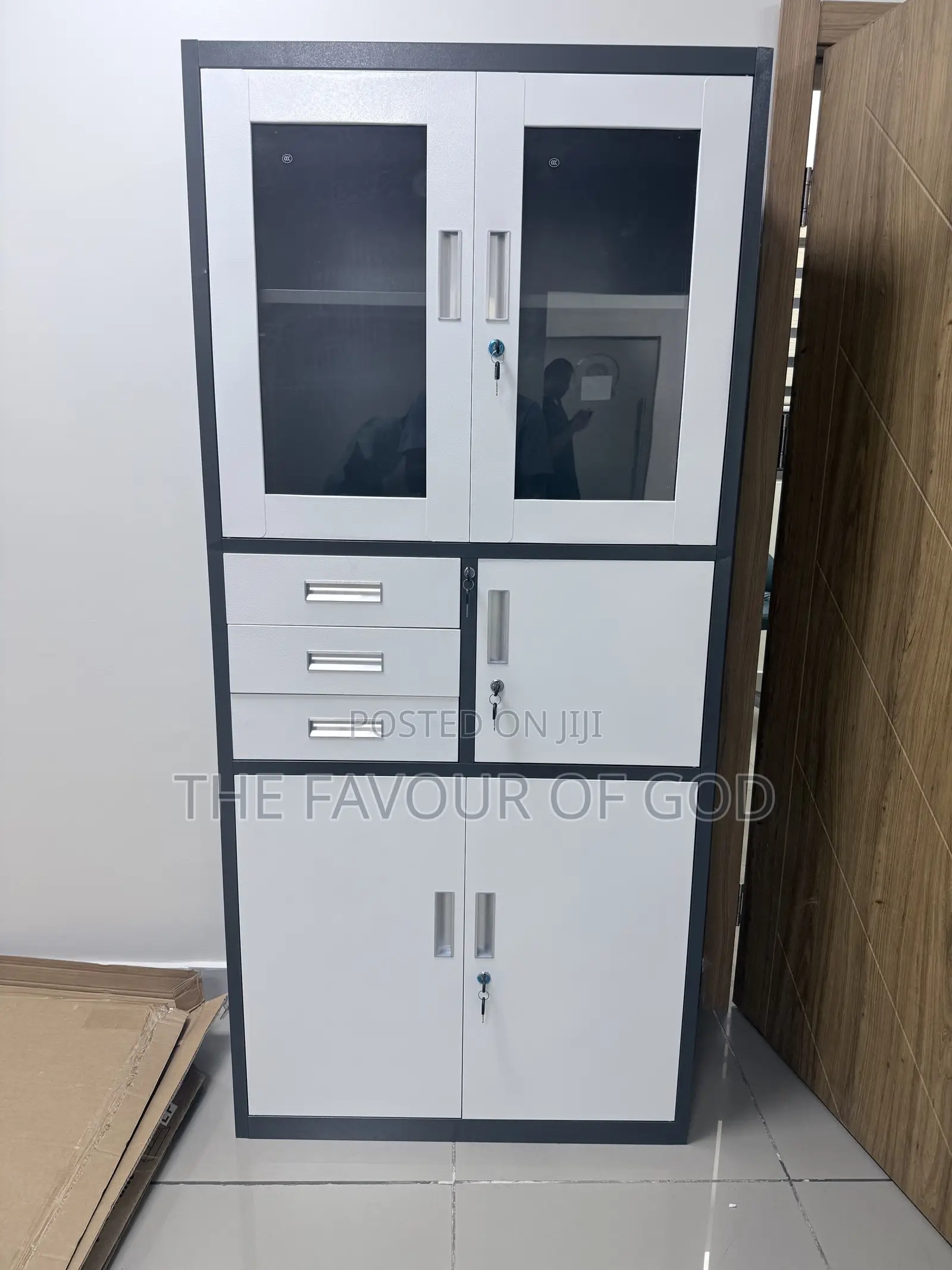 An Authentic Made Metal Cabinet With Safe