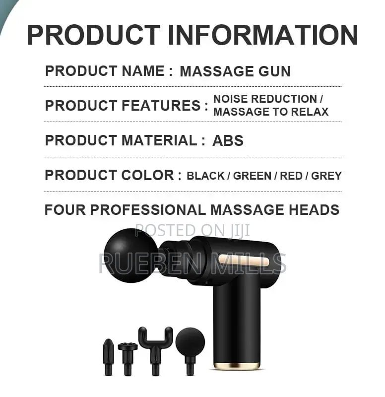 Quality Handheld Percussion Massage Gun (Four Heads, Six Speed Levels)